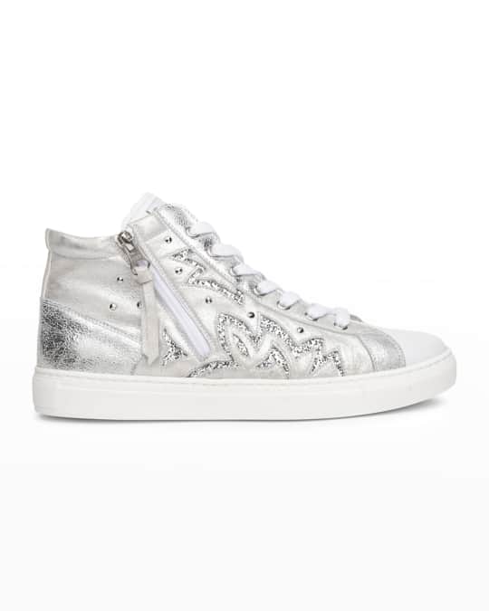 NeroGiardini Metallic Glitter Zip HighTop Sneakers Neiman Marcus