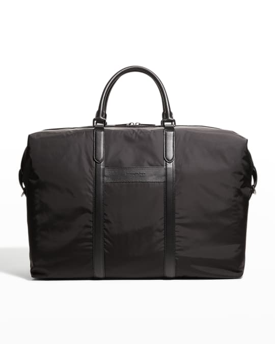 ZEGNA Men's Tech Nylon/Leather Duffel Bag Neiman Marcus