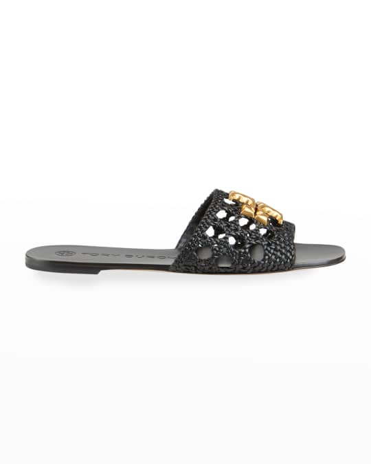Tory Burch Eleanor Woven Medallion Slide Sandals | Neiman Marcus