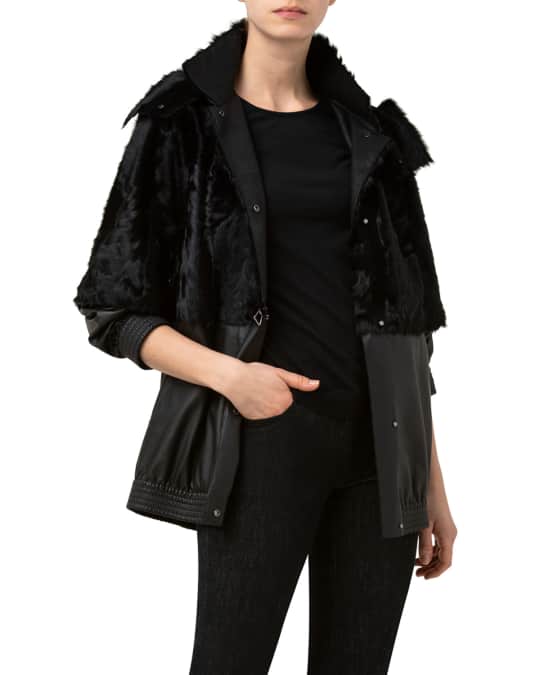 Akris MixedMedia Shearling Detachable Parka Neiman Marcus