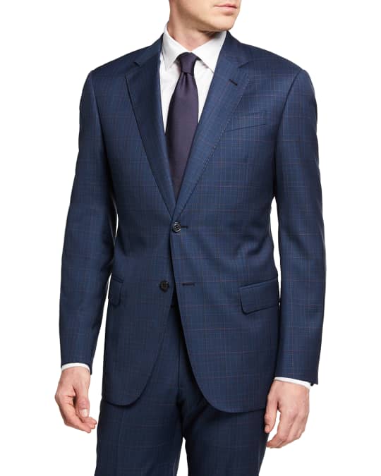 Emporio Armani Men's Two-Piece Windowpane Super 130s Suit | Neiman Marcus