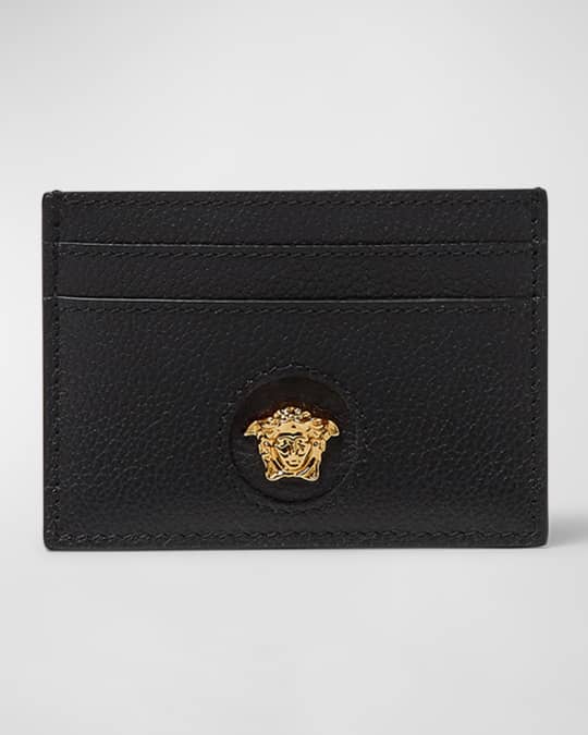 Versace★素敵！Black Quilted Leather Medusa Head Card Case Versace La Medusa Card Holder | Neiman Marcus