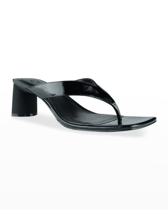 Marc Fisher LTD Cadence Shiny Leather Thong Sandals | Neiman Marcus