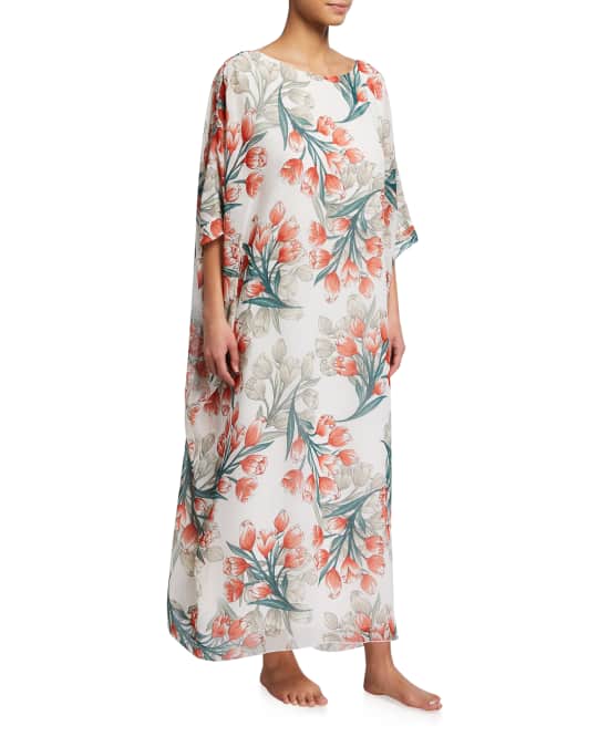 Diamond Tea Gown Floral Chiffon Caftan Neiman Marcus