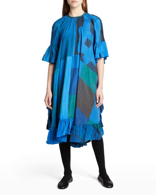 ワンピース MARINE SERRE Woman Dress Blue WDR327ACDEN0002 BL05 D080SS21WU-SEABLUE-MOON-SKIN-1