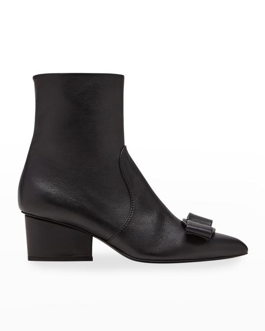 Ferragamo Vince Vara Bow Zip Booties | Neiman Marcus