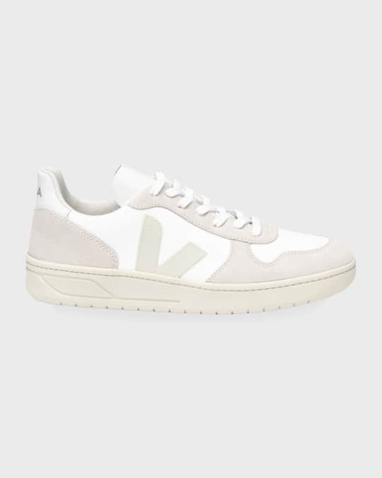 VEJA V 10 Mixed Leather Low Top Court Sneakers Neiman Marcus