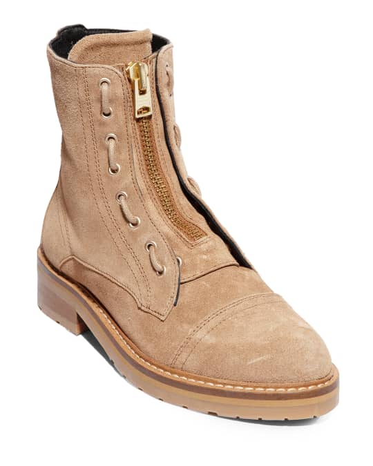 AllSaints Ariel Suede Zip Combat Boots Neiman Marcus