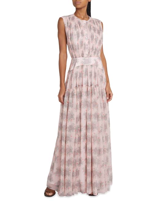 Chloe Flower Print Georgette Maxi Dress | Neiman Marcus