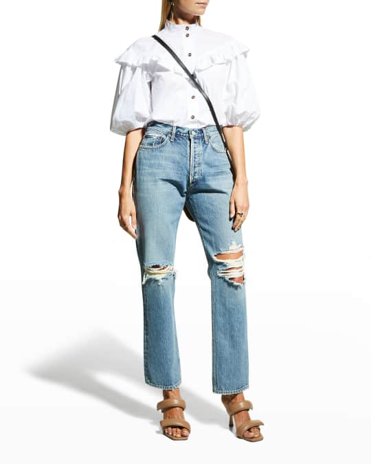 AGOLDE Lana Mid-Rise Straight-Leg Jeans | Neiman Marcus