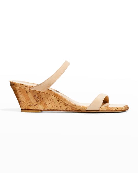 Stuart Weitzman Aleena 50 Suede Demi-Wedge Sandals | Neiman Marcus