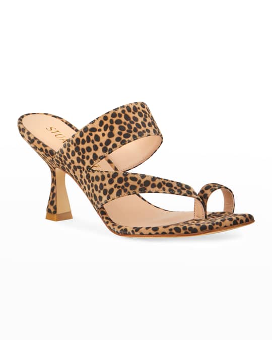 Stuart Weitzman Lyla 75 Cheetah-Print Suede Mule High-Heel Sandals ...