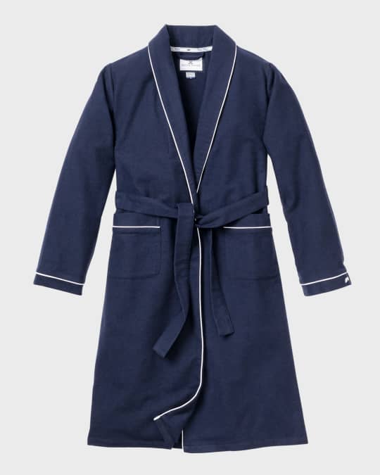 Men's Flannel Robe with Contrast Piping