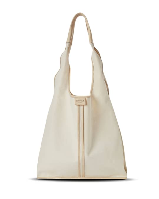 Market Canvas Leather Hobo Tote Bag