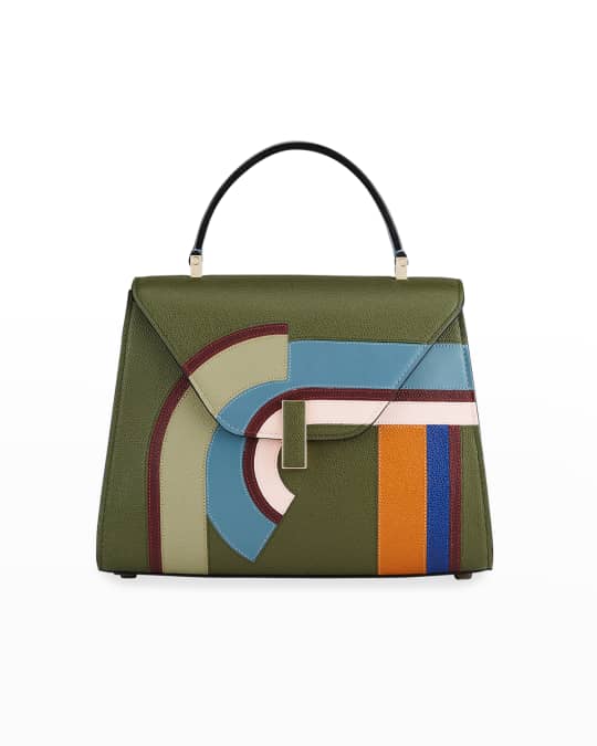 Valextra Iside Medium Arch-Print Shoulder Bag | Neiman Marcus