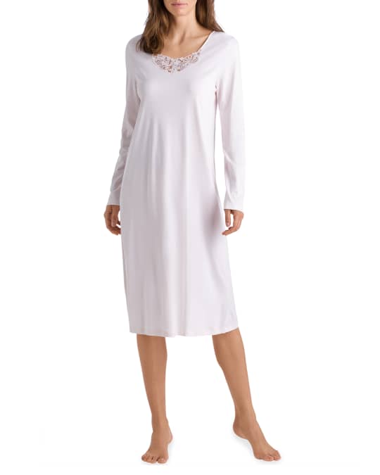 Hanro Dorea Long Sleeve Cotton Nightgown Neiman Marcus