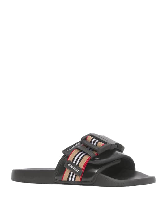 Burberry Men s Cameron Icon Stripe Buckle Slide Sandals Neiman Marcus