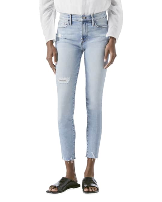 FRAME Le Skinny De Jeanne Crop Raw Edge Jeans Neiman Marcus