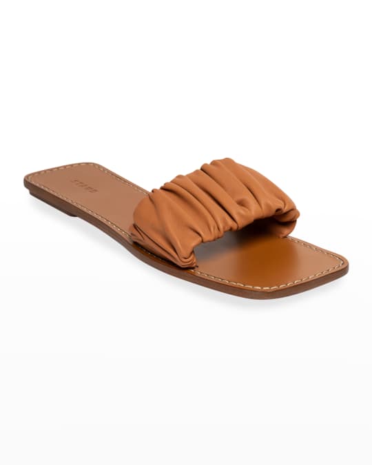 STAUD Nina Flat Ruched Slide Sandal Neiman Marcus
