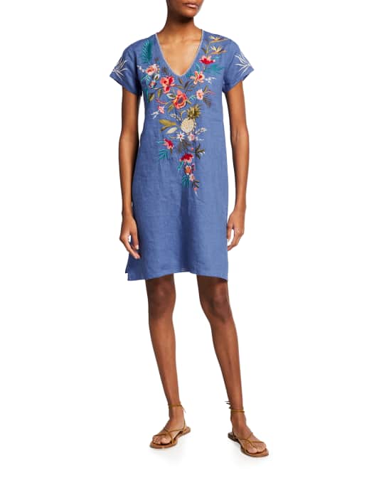 Johnny Was Plus Size Nohea Draped Linen Tunic Dress Neiman Marcus