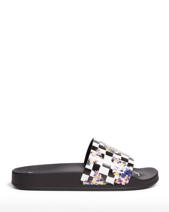 Off-White Rubber Check Pool Slide Sandals | Neiman Marcus