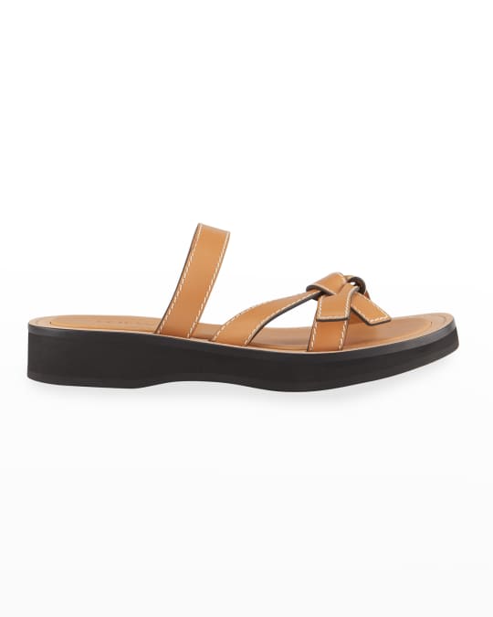 Gate Knot Calfskin Slide Sandals