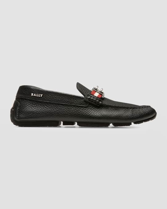 Bally Men s Parsal Pebbled Leather Drivers with B Chain Bit