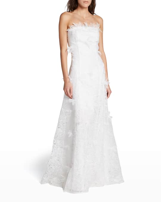 Marchesa notte 3d sales embroidered strapless gown