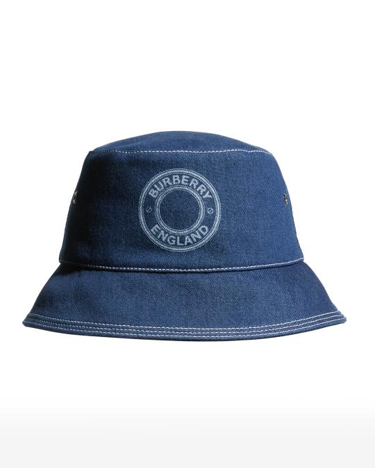 Burberry Blue Denim Circle Logo Bucket Hat Burberry Denim Bucket Hat in Indigo blue - Men | Burberry  main image 4