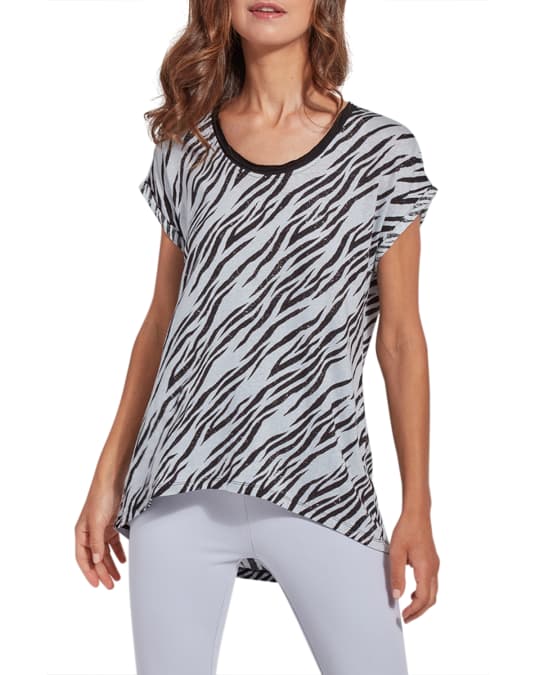 Lysse Zebra-Print Linen Jersey Tee | Neiman Marcus