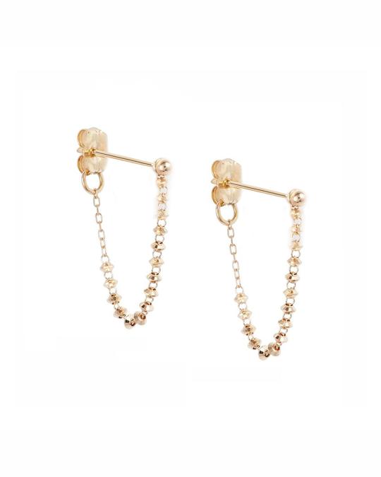 POPPY FINCH Gold Stud Short Chain Earrings | Neiman Marcus