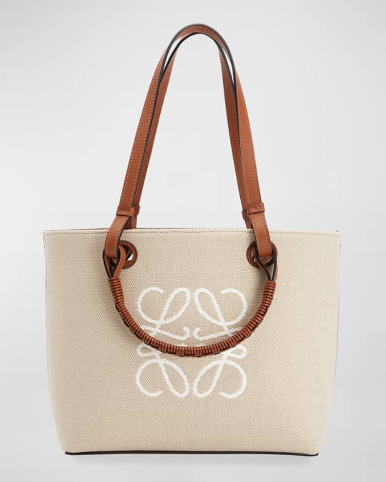 Loewe Anagram Small Tote Bag in Canvas Jacquard with Leather Handles ...