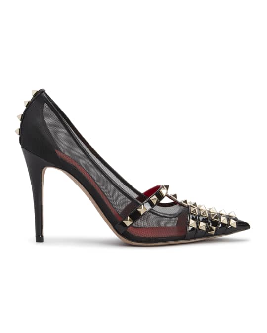 Valentino Garavani Alcove Rockstud Patent Mesh High-Heel Pumps