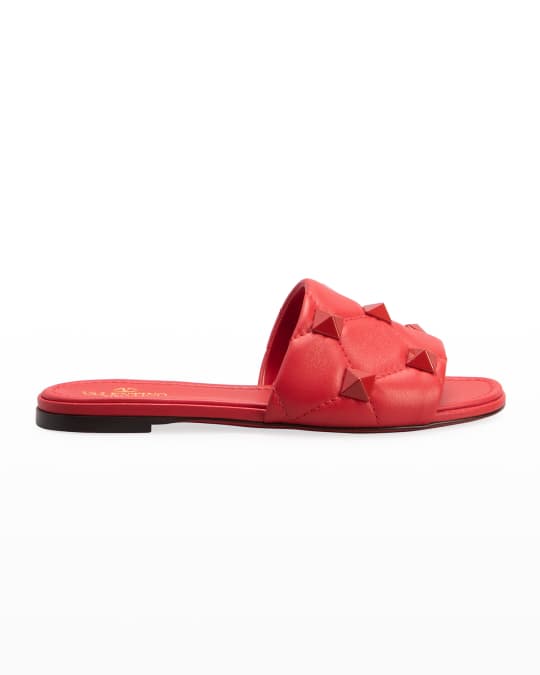 Valentino Garavani Roman Stud Quilted Slide Sandals Neiman Marcus