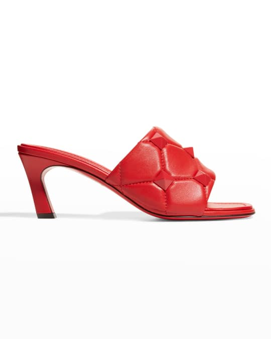 Valentino Garavani 65mm Roman Stud Quilted Slide Sandals | Neiman Marcus