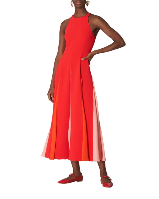 Carolina Herrera Colorblock Godet Dress | Neiman Marcus