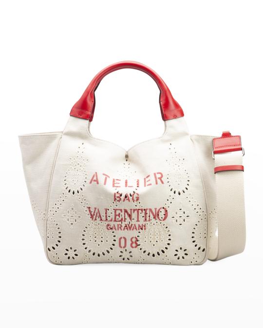 Valentino Garavani Atelier 08 Edition Laser-Cut Small Canvas Tote 