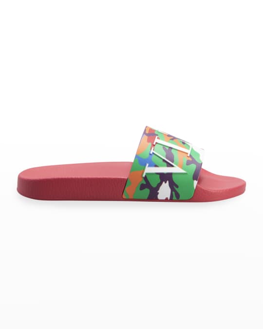 Valentino Garavani Men s Multicolor Printed VLTN Logo Pool Slide