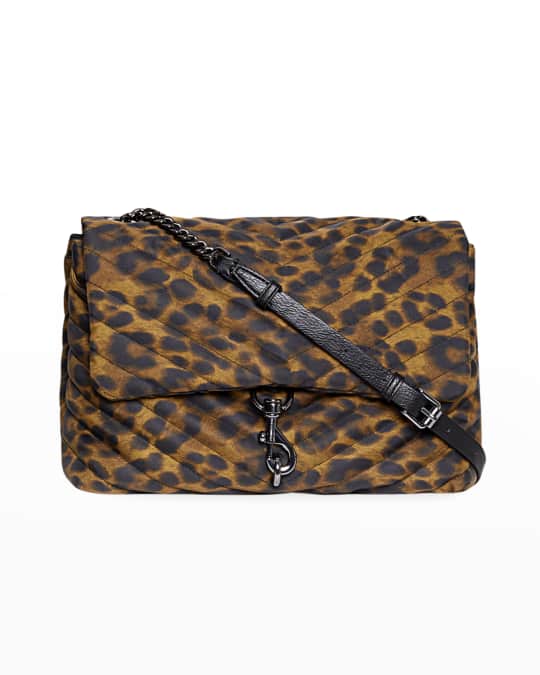 Edie Quilted Leopard Print Flap Shoulder Bag