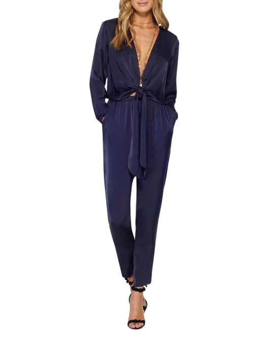 Ramy Brook Alec Front-Tie Jumpsuit | Neiman Marcus