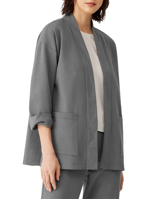 Eileen Fisher Organic Cotton Ponte High-Collar Jacket | Neiman Marcus