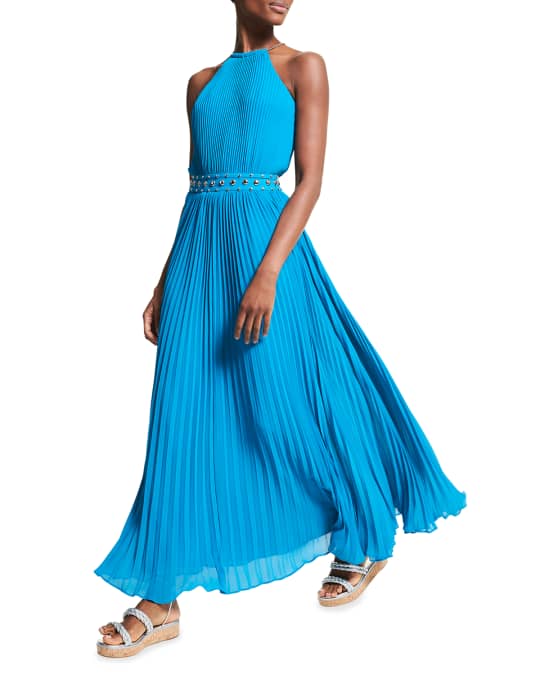 Michael michael kors pleated chain neck halter dress clearance