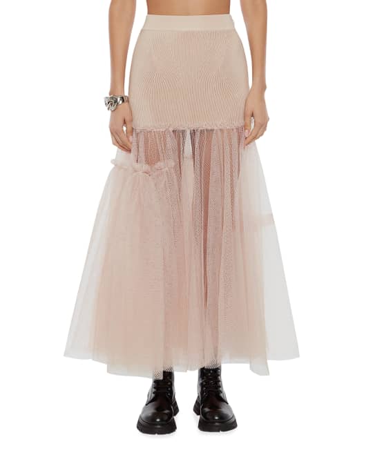 McQueen Tulle Mermaid Maxi Skirt | Neiman Marcus