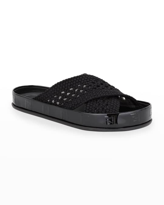 Fendi ff woven crisscross slide sandals clearance