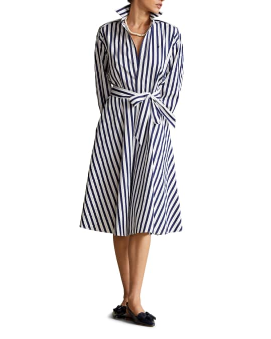 Polo Ralph Lauren Striped Long-Sleeve Shirtdress | Neiman Marcus
