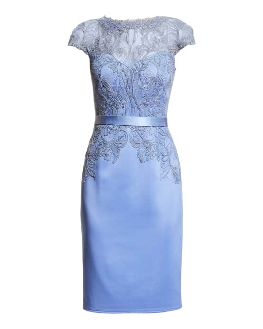 Tadashi Shoji Corded Lace Cap Sleeve Cocktail Dress Neiman Marcus