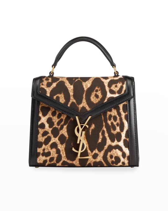 Saint Laurent Cassandra YSL Mini Leopard-Print Top Handle Bag | Neiman ...