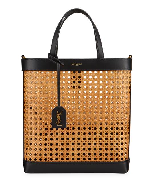 Saint Laurent Toy Bicolor Woven YSL Shopper Tote Bag | Neiman Marcus
