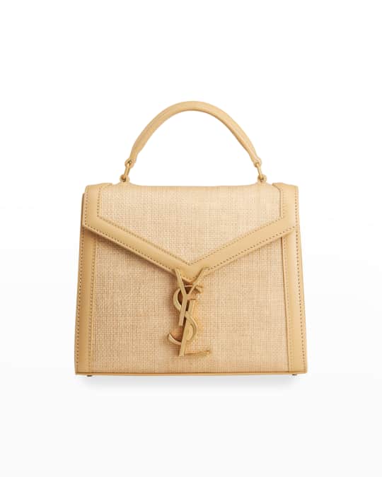 Saint Laurent Cassandra YSL Mini Raffia Top Handle Bag Neiman Marcus
