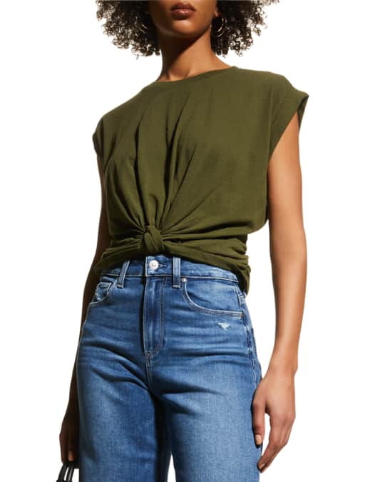 FRAME Knotted RollSleeve Tee Neiman Marcus